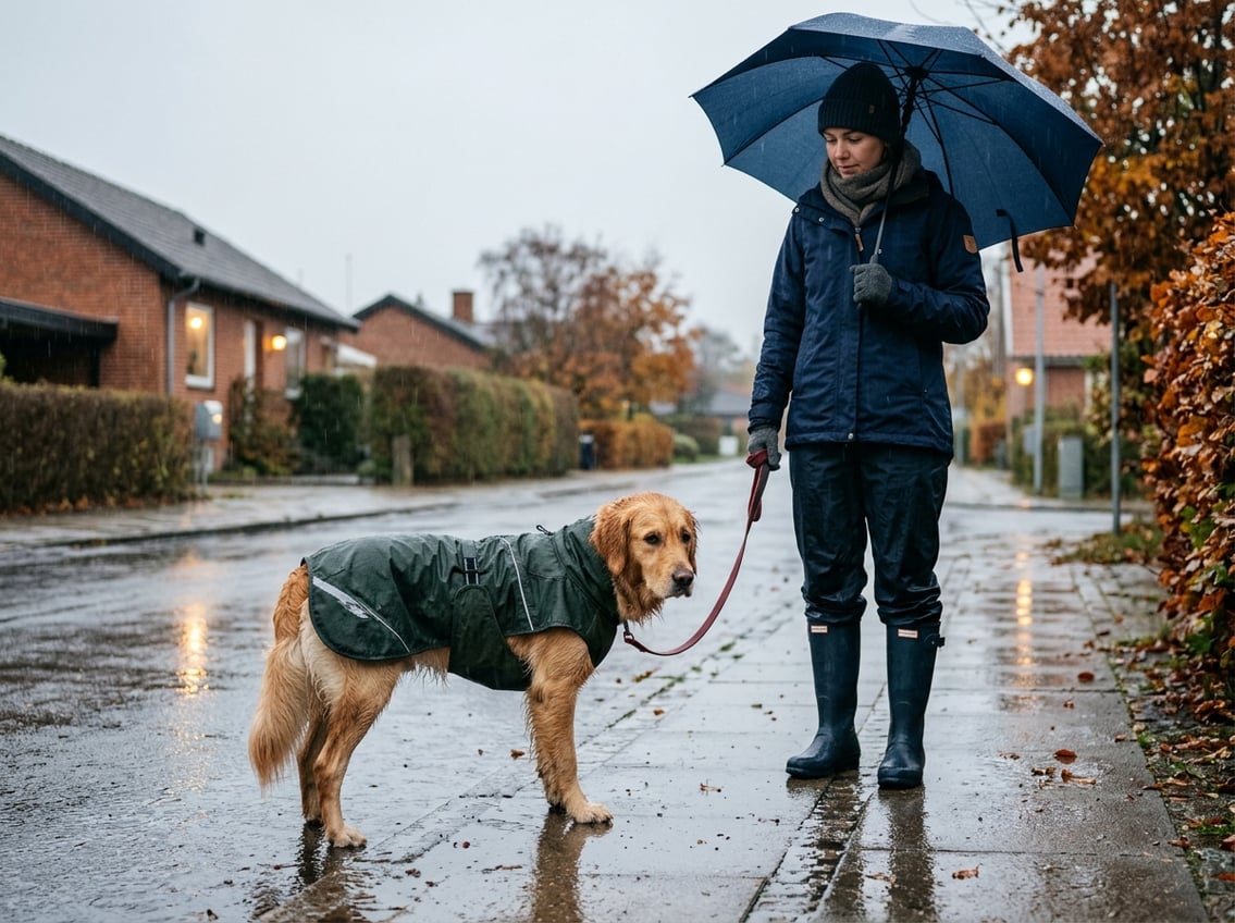 Når hunden siger fra på gåturen i regn og kulde